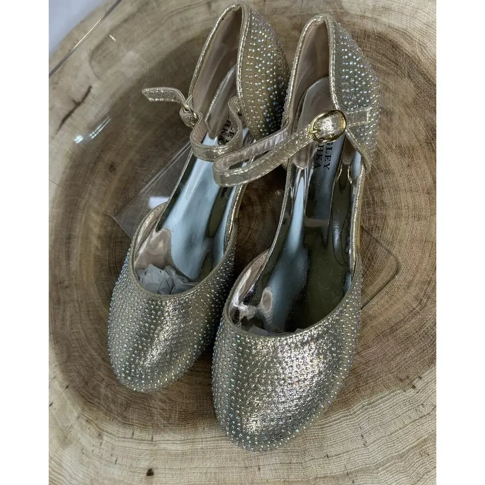 New Gold Rhinestone Shoes - Badgley Mischka (Size 4 )